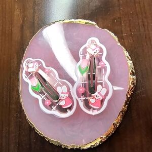 Women’s Jewelry flashy, Unique, and Cute Pink Bunny and Roses Hair Clips